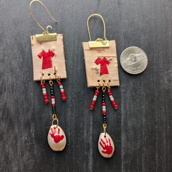 Native American Jewelry - Missing Murdered Indigenous Women & People MMIWP Birch Bark Earrings